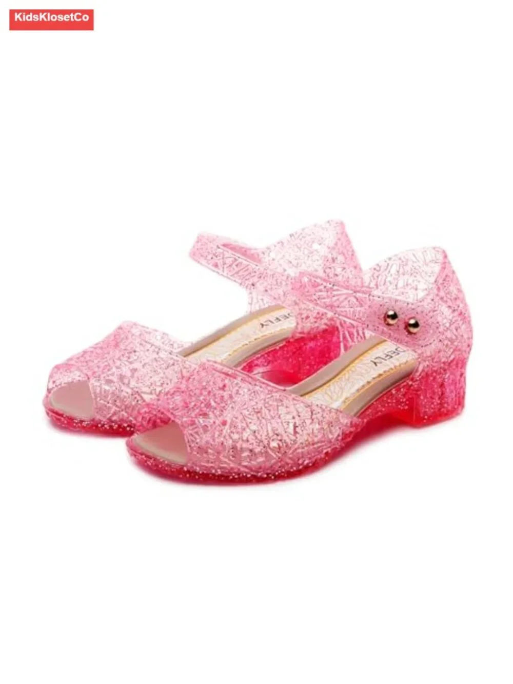 Girls Princess Jelly Flats - Sparkly Dress Up Sandals for Birthday Party &